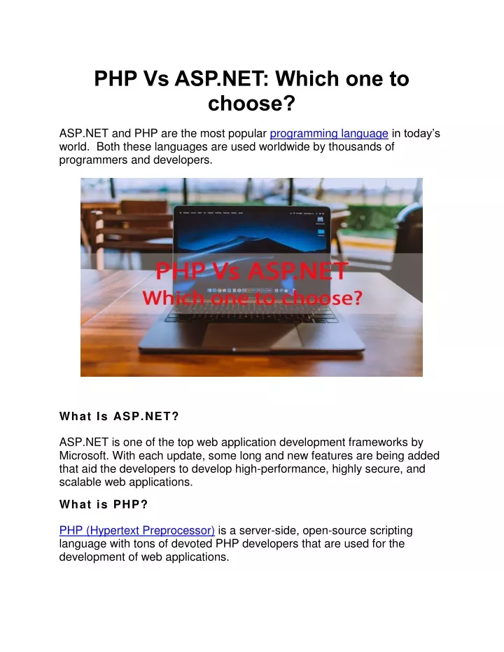 php vs asp net which one to choose