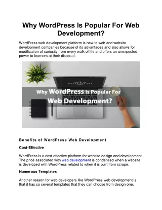 Why WordPress Is Popular For Web Development?