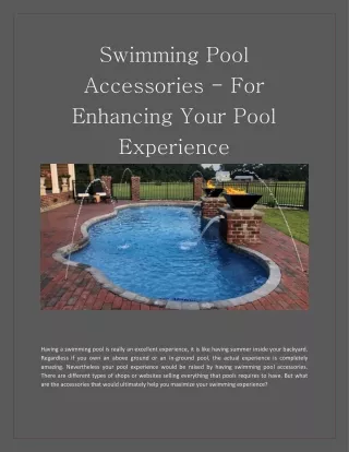 swimming pool accessories for enhancing your pool