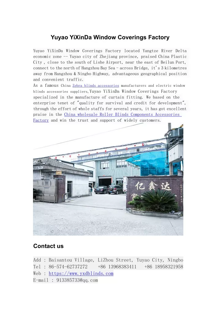 yuyao yixinda window coverings factory