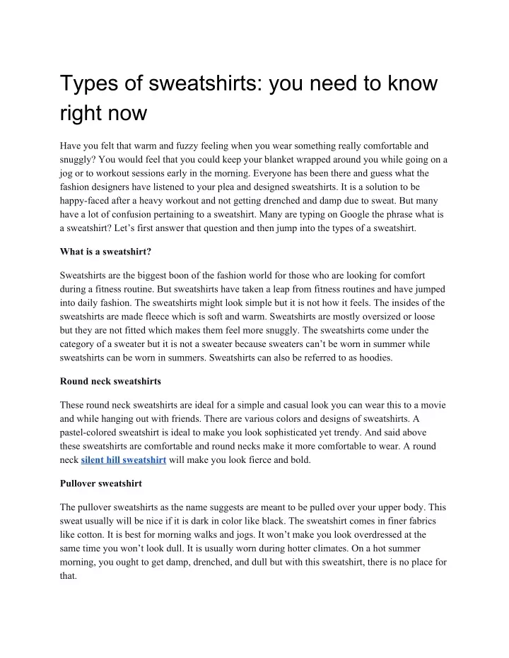 types of sweatshirts you need to know right now