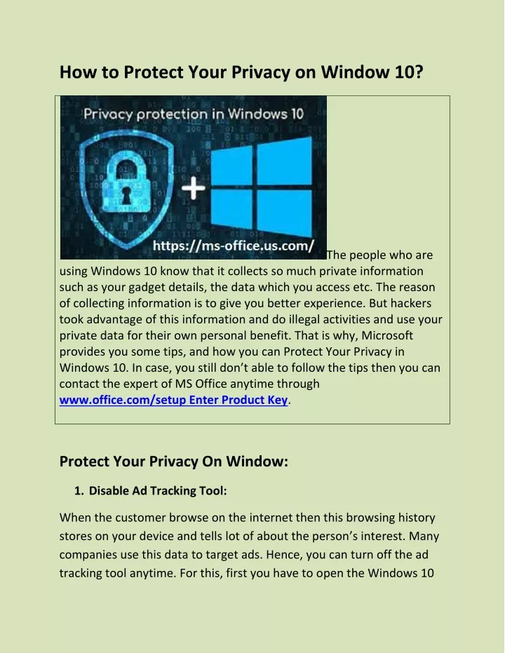 how to protect your privacy on window 10