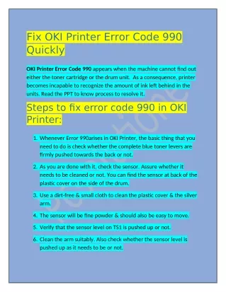 fix oki printer error code 990 quickly