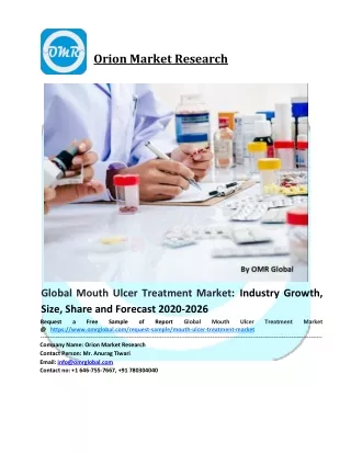 Mouth Ulcer Treatment Market Report Analysis, Growth, Size, Share, Trends and Forecast 2020 – 2026