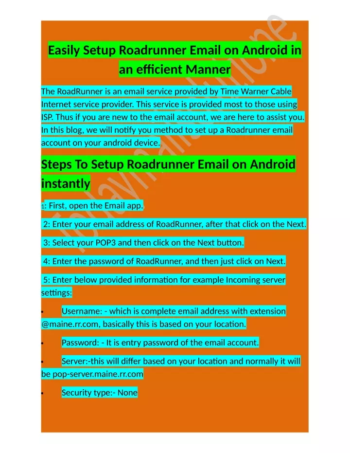 easily setup roadrunner email on android