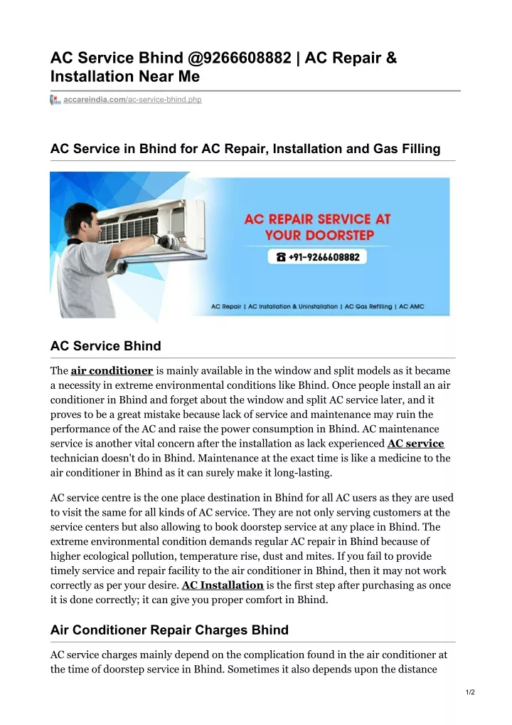 ac service bhind @9266608882 ac repair