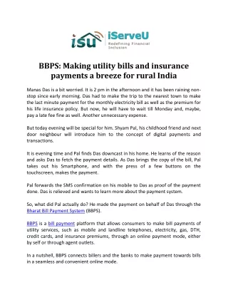 Bharat Bill Payment System (BBPS) - iServeU