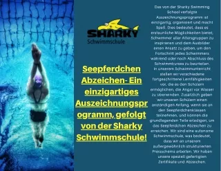 Seepferdchen Abzeichen- Ein einzigartiges Auszeichnungsprogramm, gefolgt von der Sharky Schwimmschule!