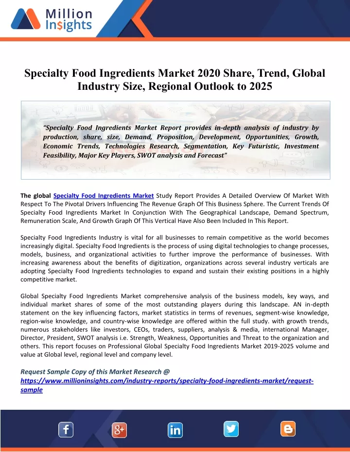 specialty food ingredients market 2020 share
