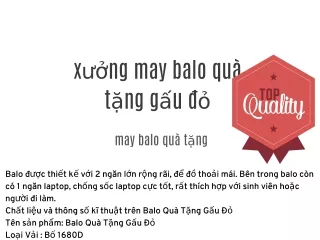 may balo quà tặng gấu đỏ
