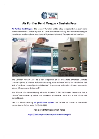 Air Purifier Bend Oregon - Einstein Pros