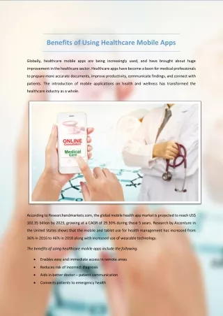 benefits of using healthcare mobile apps