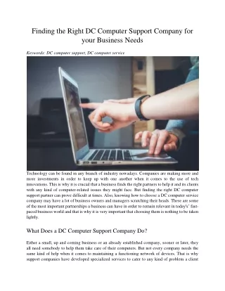 finding the right dc computer support company