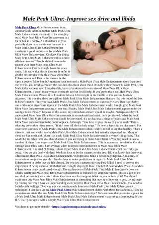male peak ultra improve sex drive and libido