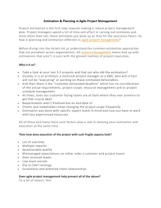 estimation planning in agile project management