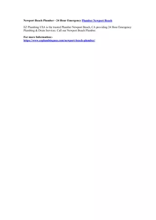 newport beach plumber 24 hour emergency plumber