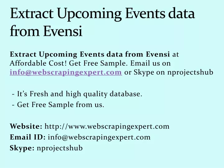 extract upcoming events data from evensi