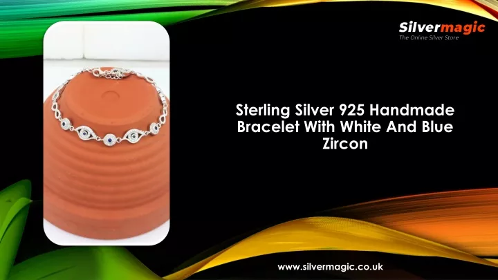 sterling silver 925 handmade bracelet with white