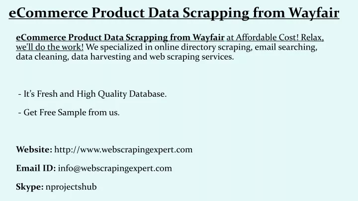 ecommerce product data scrapping from wayfair