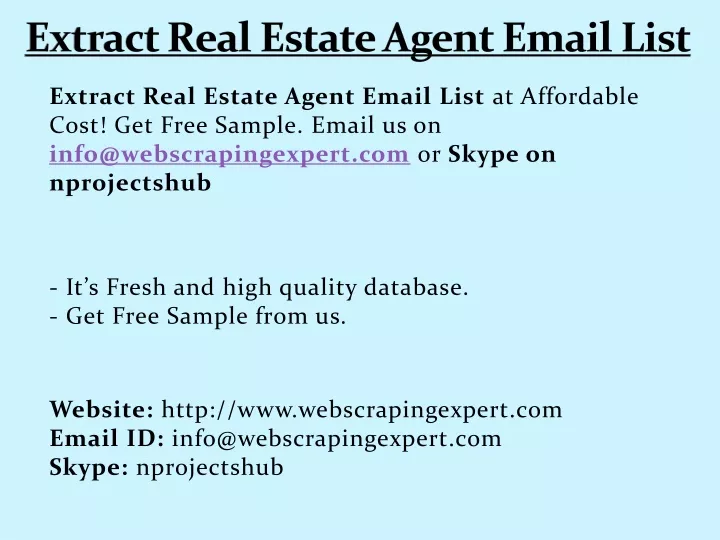 extract real estate agent email list