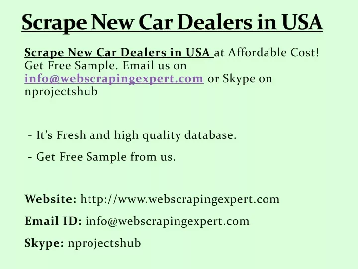 scrape new car dealers in usa
