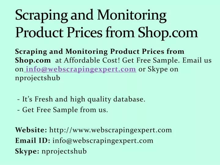 scraping and monitoring product prices from shop com