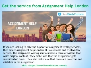 Get the service from Assignment Help London