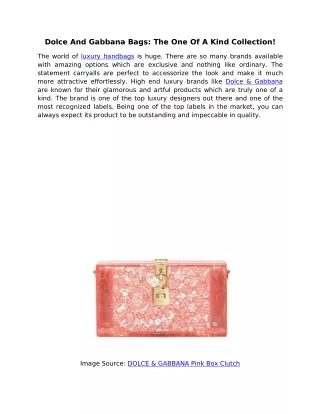 dolce and gabbana bags the one of a kind