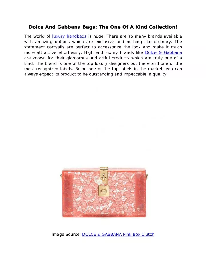 dolce and gabbana bags the one of a kind