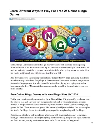 learn different ways to play for free at online