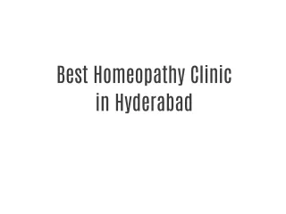 Best Homeopathy Clinic in Hyderabad