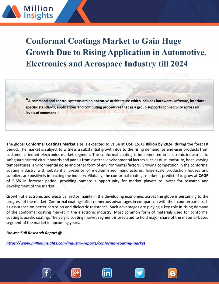 conformal coatings market to gain huge growth