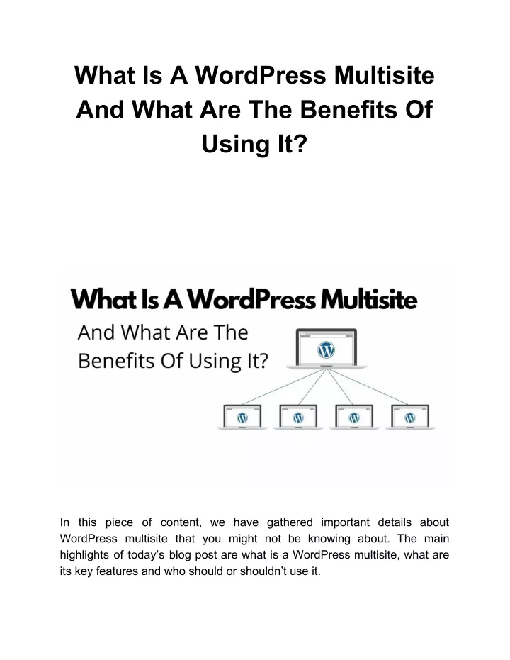 what is a wordpress multisite and what