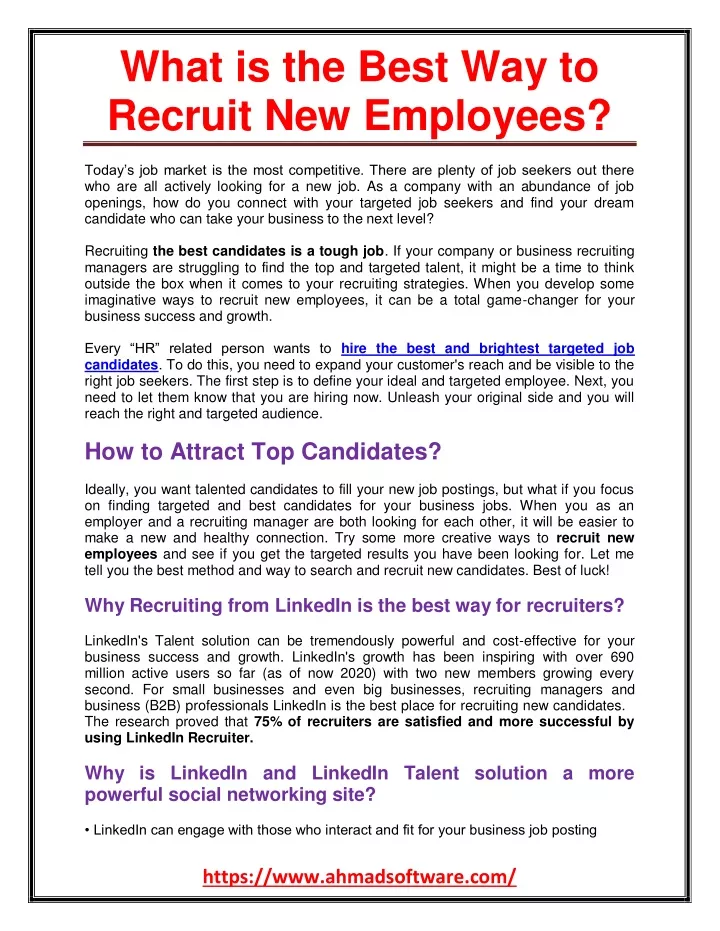 what is the best way to recruit new employees
