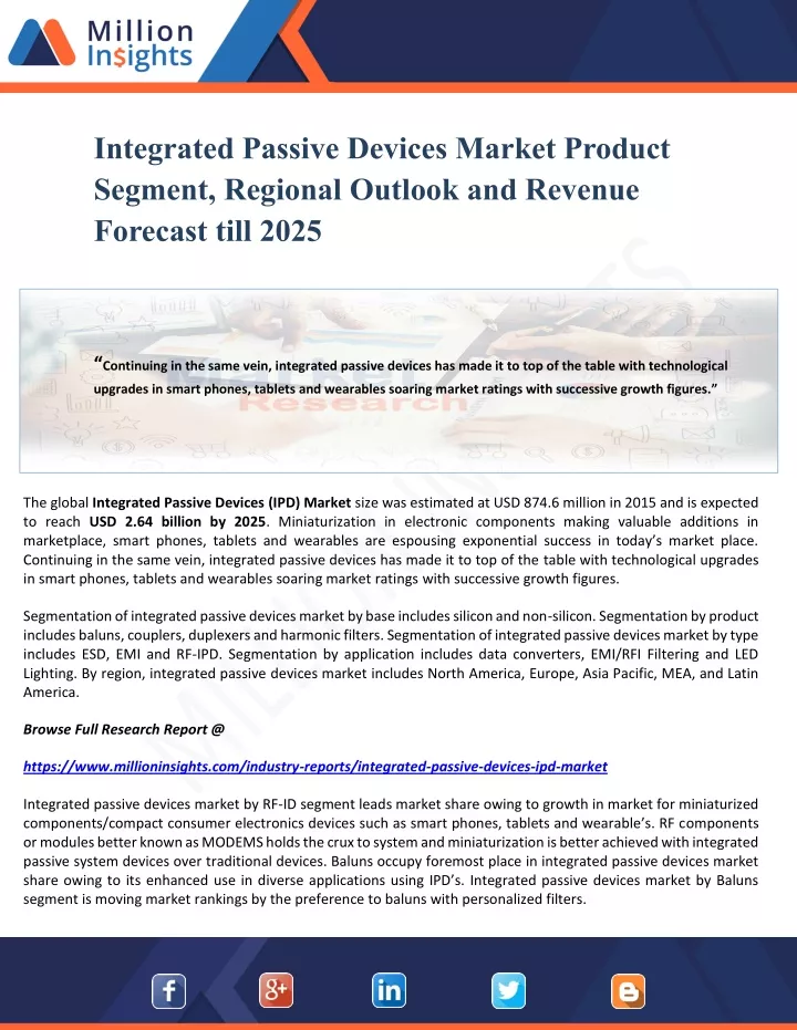 integrated passive devices market product segment