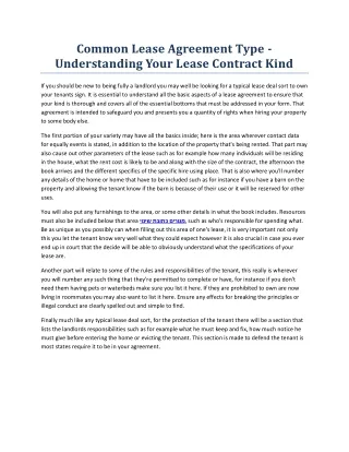 Common Lease Agreement Type - Understanding Your Lease Contract Kind