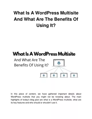 what is a wordpress multisite and what are the benefits of using it