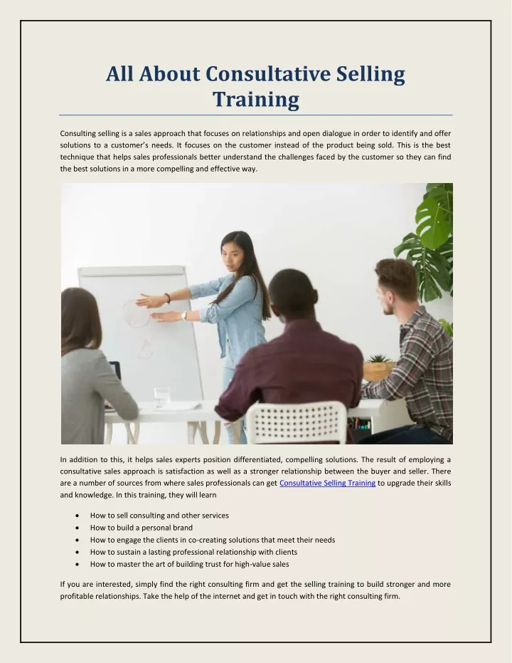 all about consultative selling training