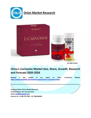 Asia-Pacific L-Carnosine Market Growth, Size, Share and Forecast 2020-2026