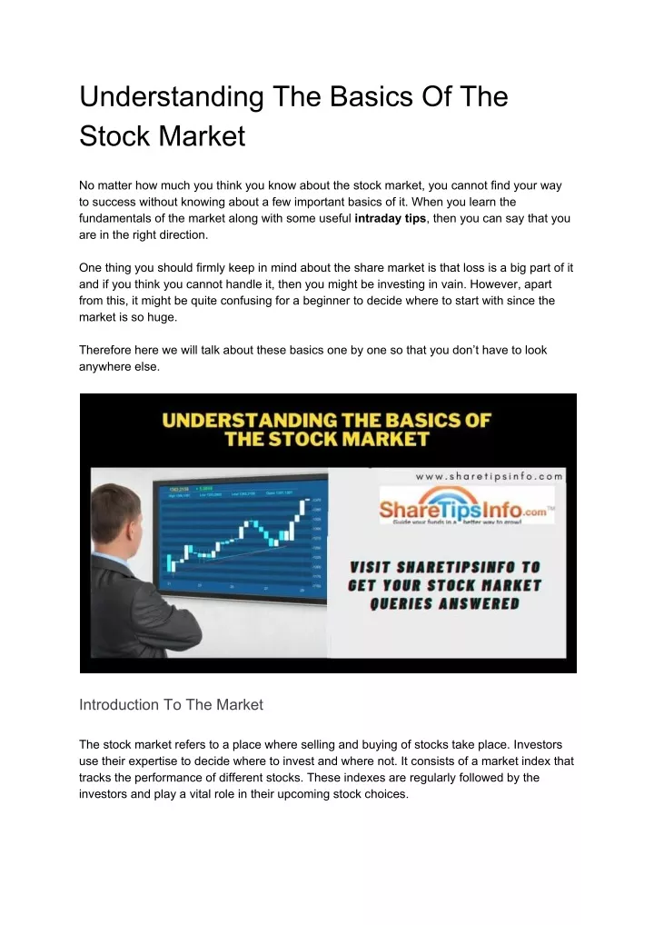 understanding the basics of the stock market