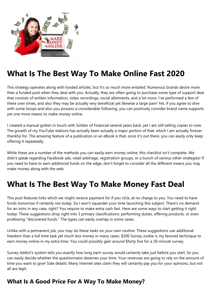 what is the best way to make online fast 2020