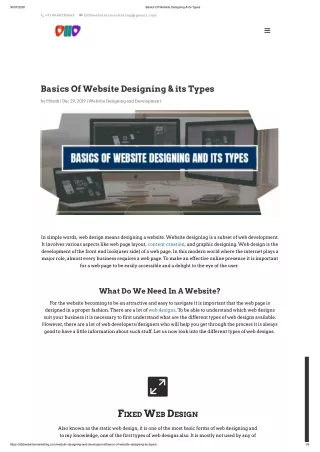 Basics Of Website Designing & its Types