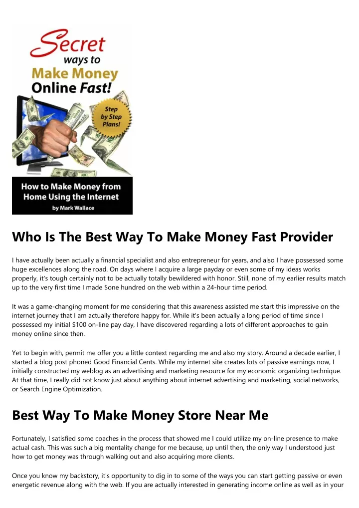 who is the best way to make money fast provider