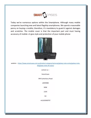 Buy Samsung Galaxy Note 20 Cases | Smartcases.com.au