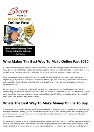An Excellent Lesson About Making Money Online
