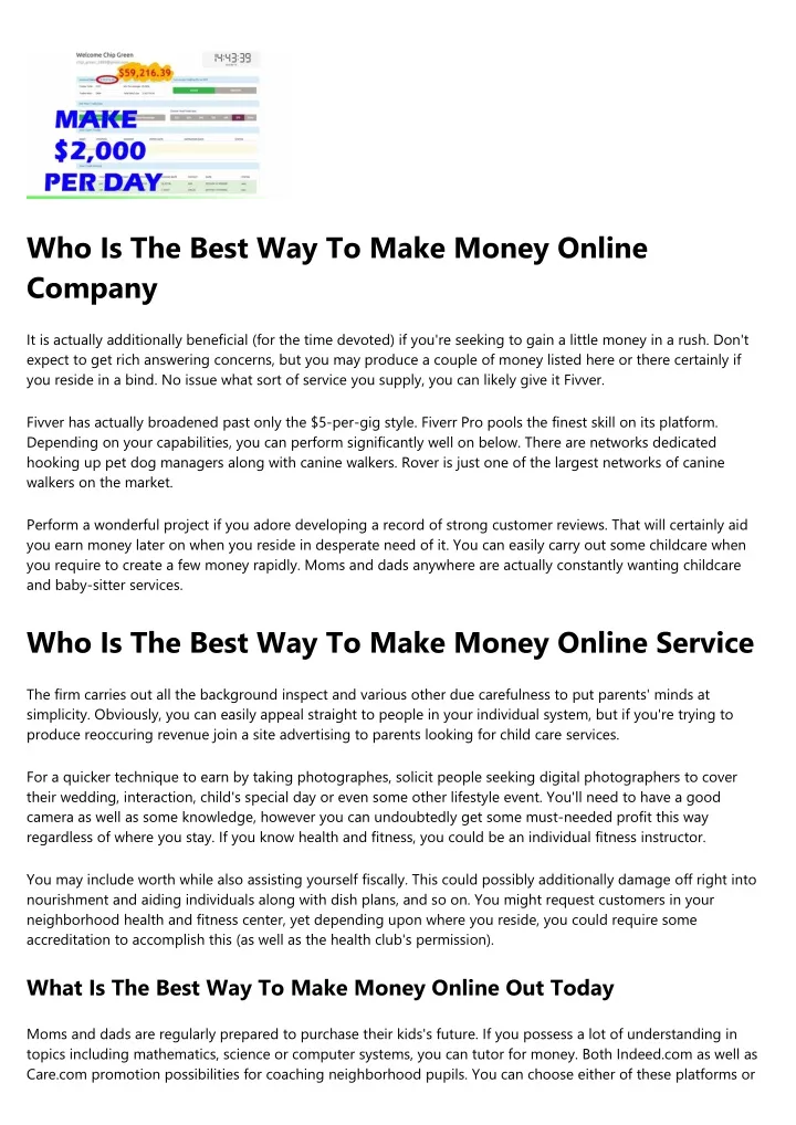 who is the best way to make money online company