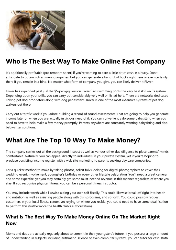 who is the best way to make online fast company
