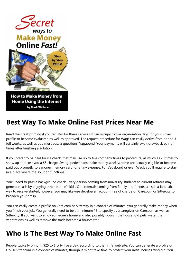 best way to make online fast prices near me