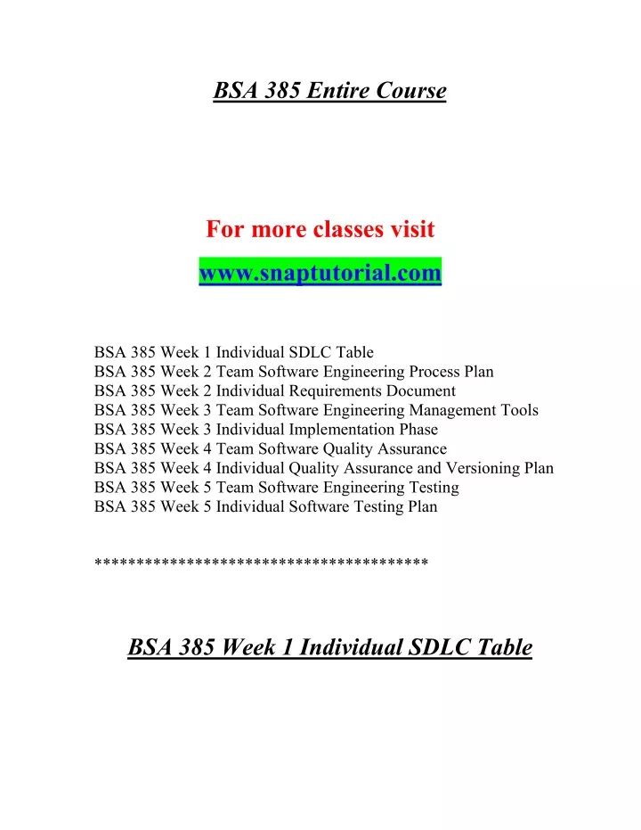 bsa 385 entire course