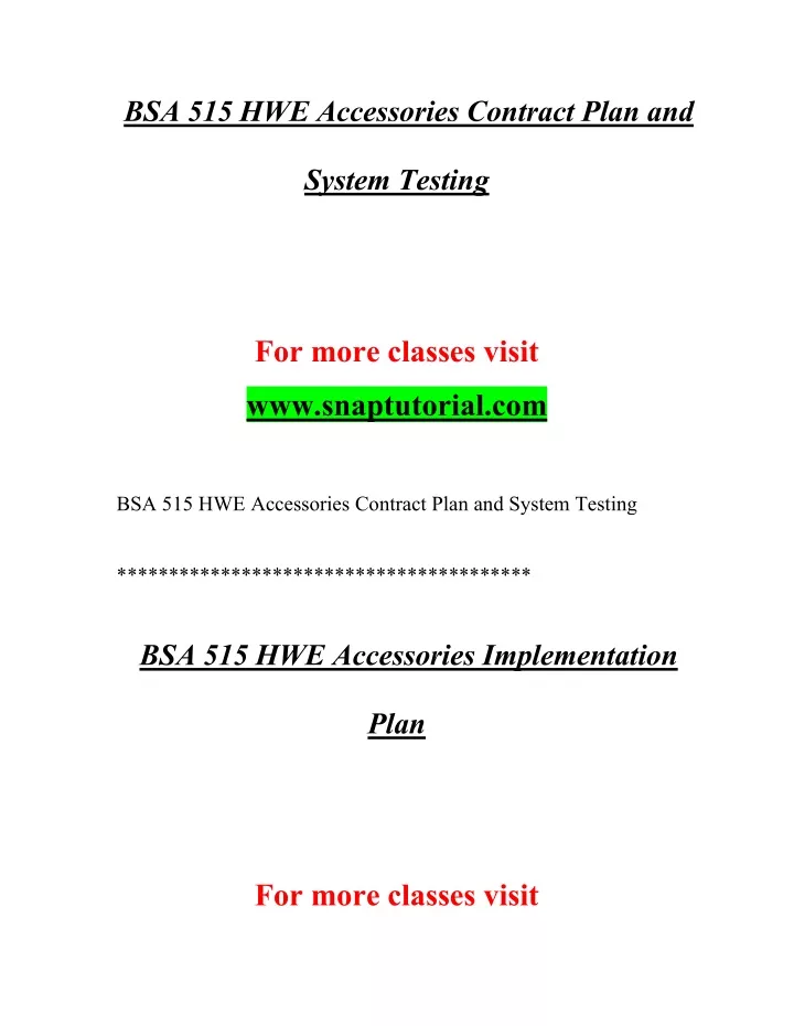 bsa 515 hwe accessories contract plan and